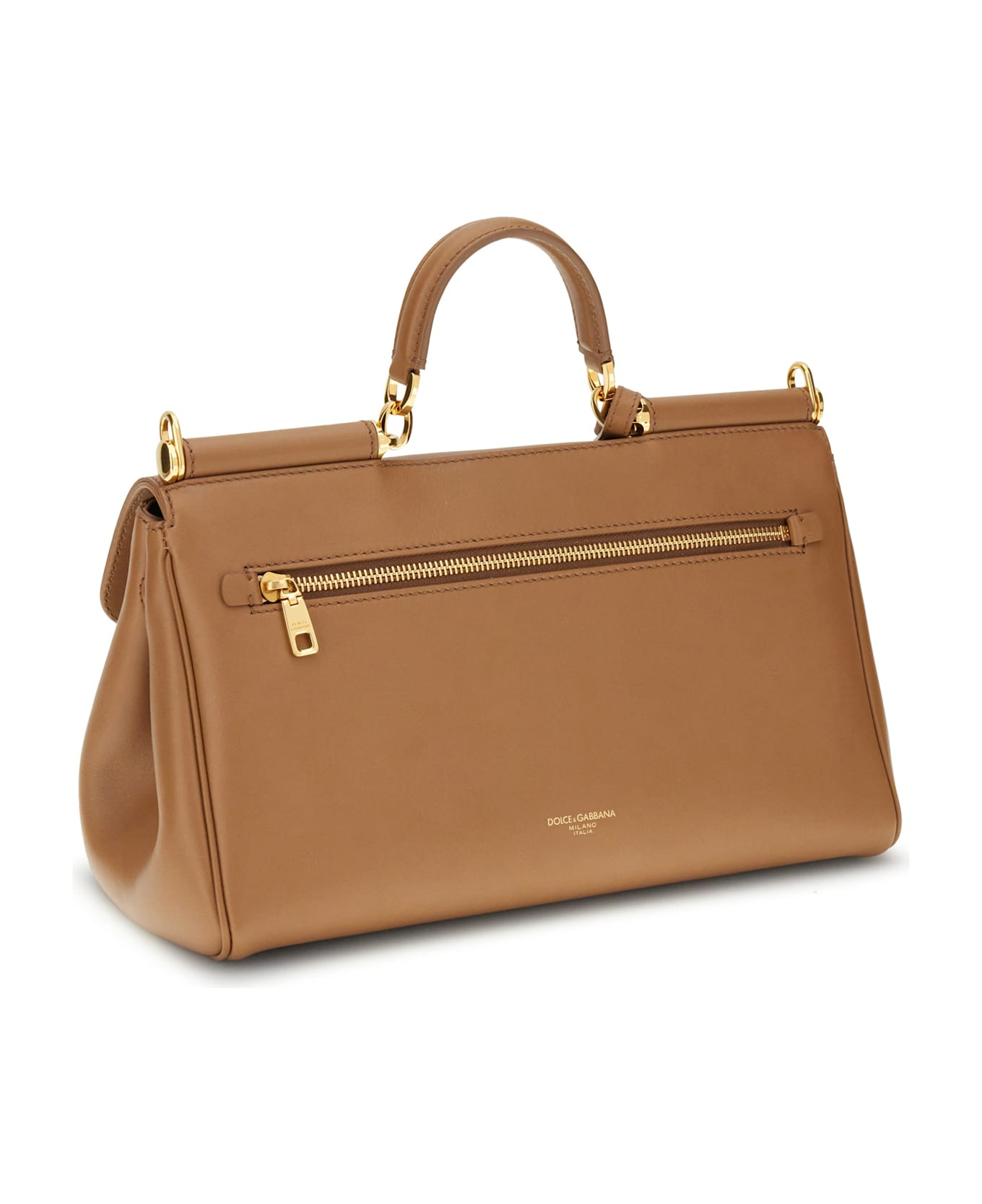 'my Sicily' Calf Leather 'plongé' Caramel Handbag - 3
