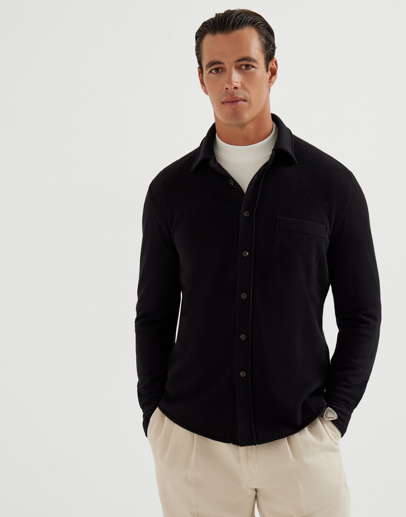 Virgin wool, cashmere and silk knit shirt 1
