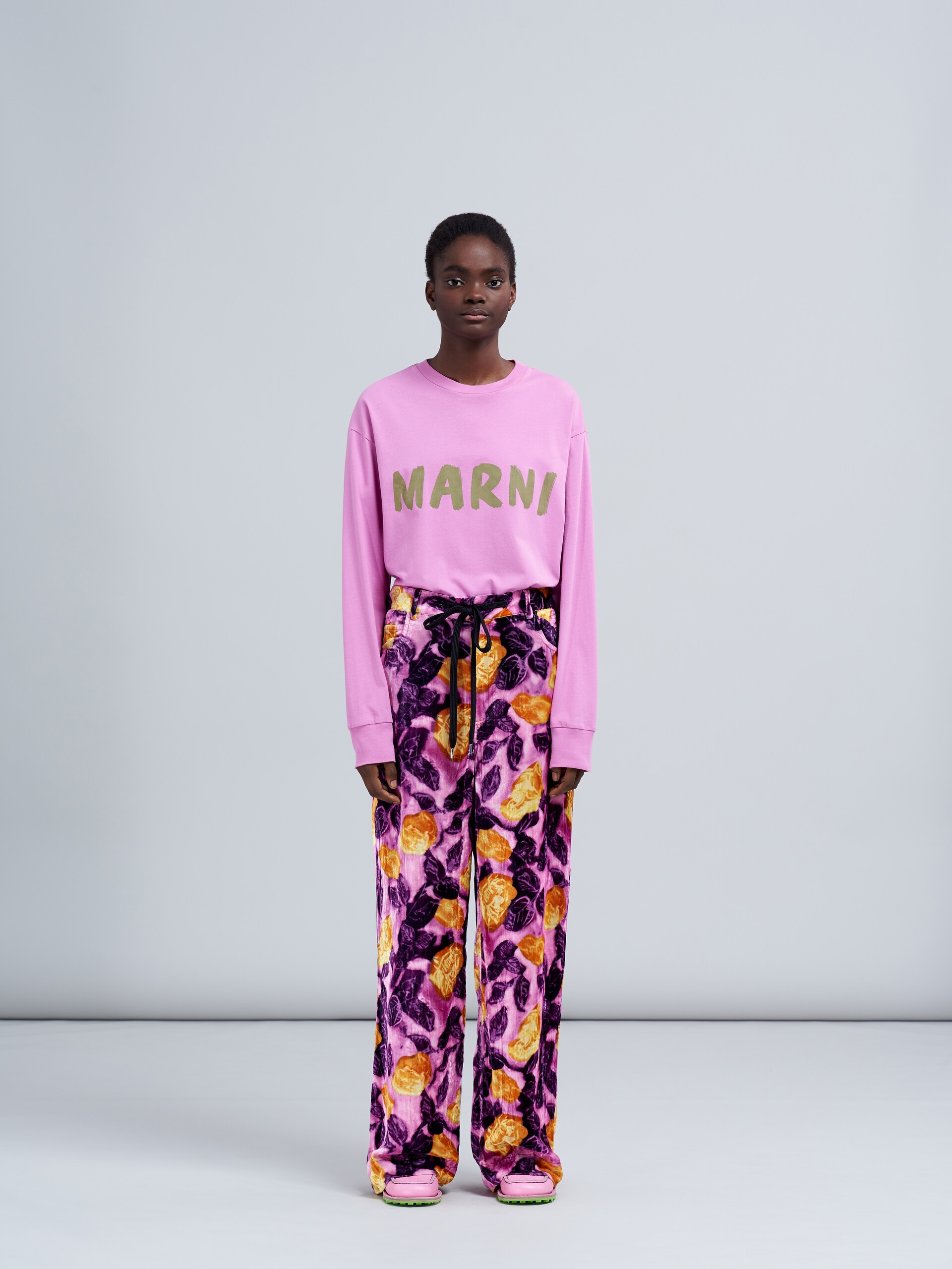 MORNING BLOSSOM VELVET PRINT TROUSERS - 2