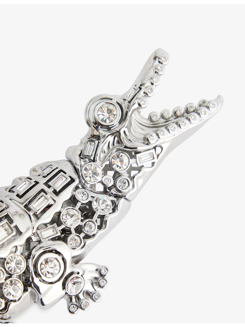 Crocodile Crystal-Embellished Brass Brooch - 4