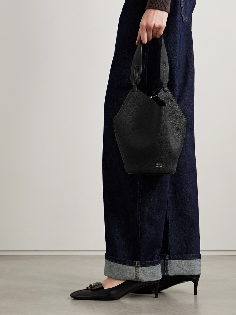 KHAITE Lotus Mini Textured-leather Tote outlook