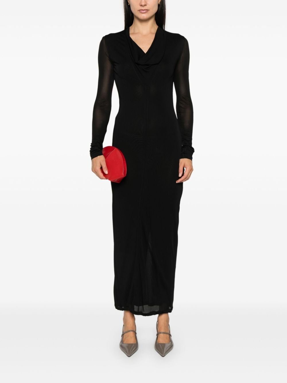 draped v-neck dress - 2