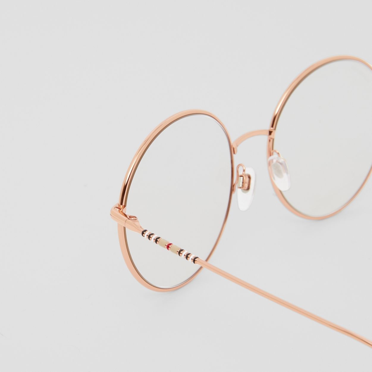 Icon Stripe Detail Round Frame Blue Light Glasses - 2