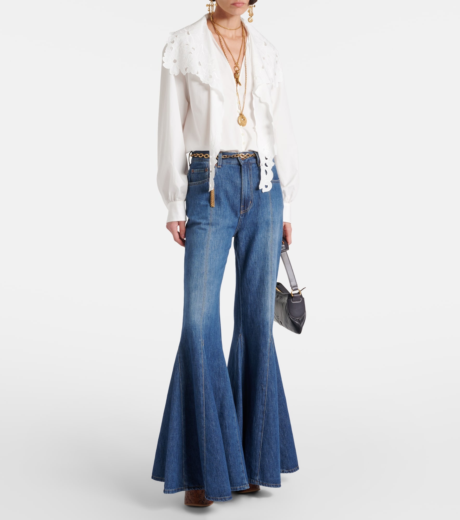 Broderie anglaise cotton poplin blouse - 2