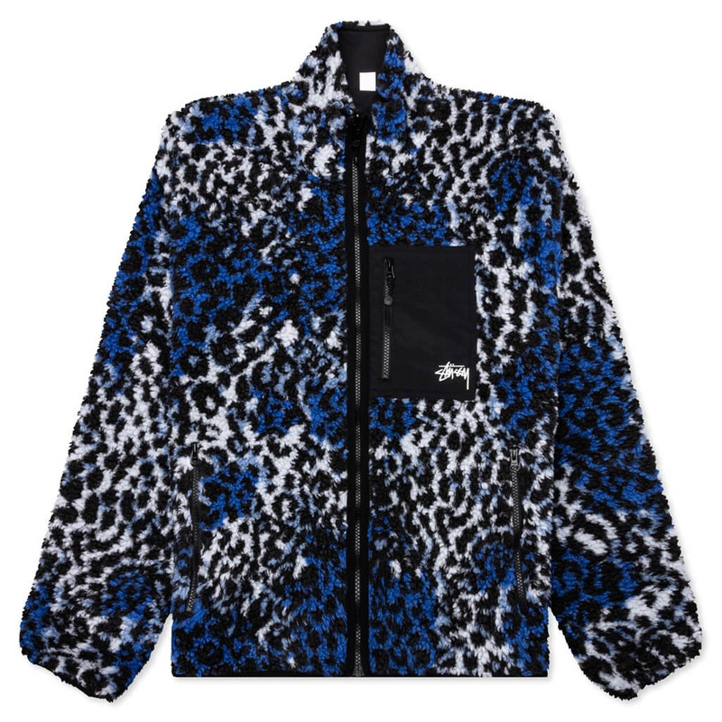 SHERPA REVERSIBLE JACKET - BLUE LEOPARD - 1