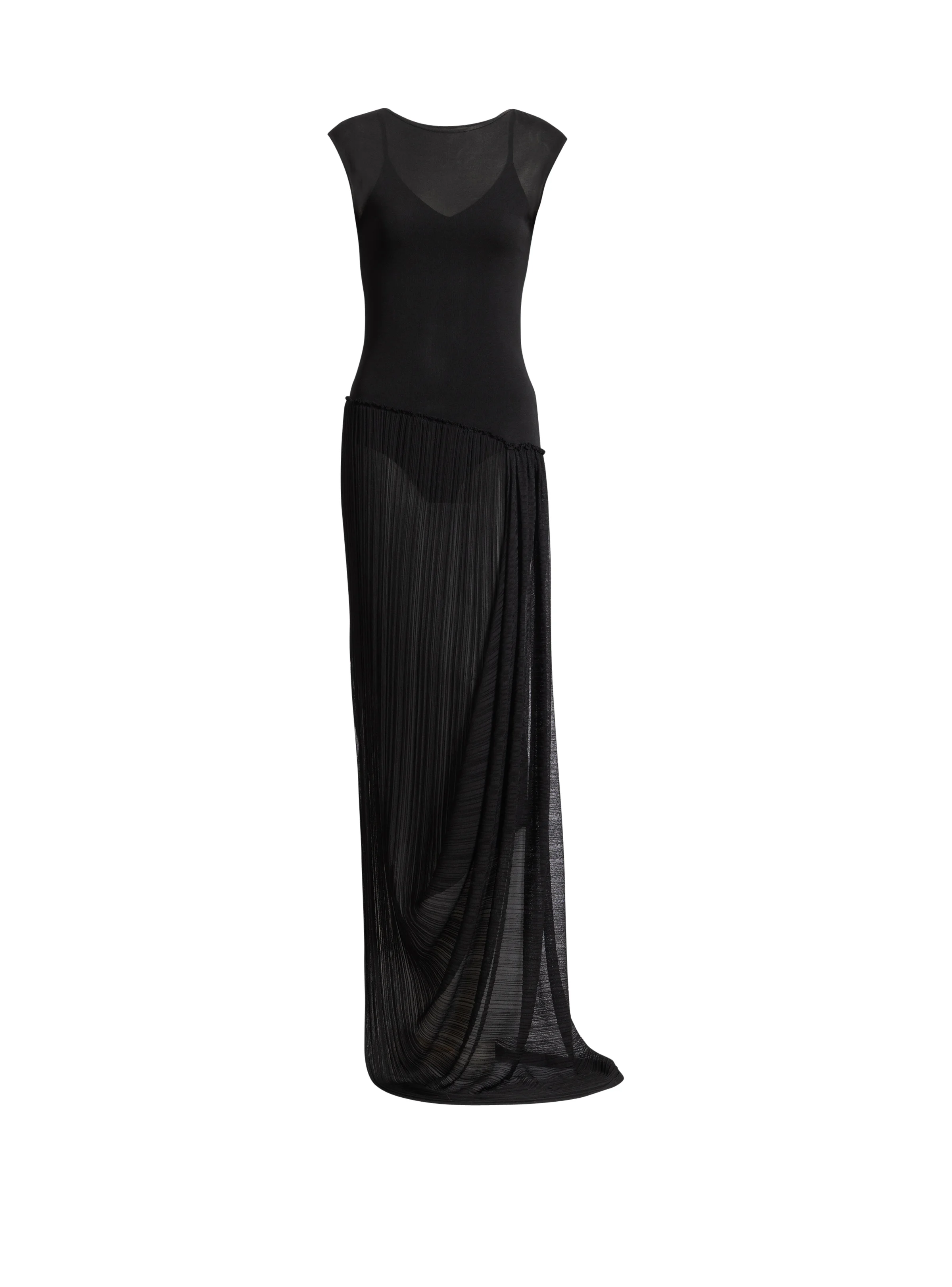 Long draped viscose dress - 1
