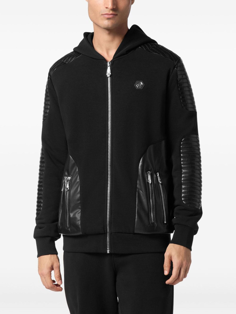 PHILIPP PLEIN quilted leather hooded sweatshirt outlook
