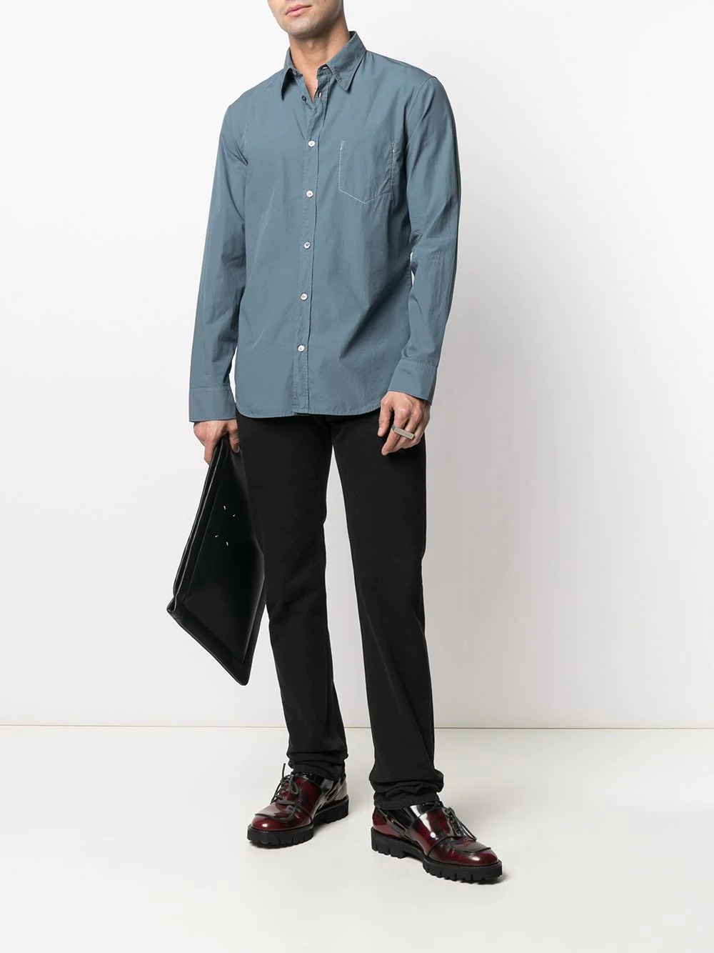 stitch-effect chest pocket shirt - 2