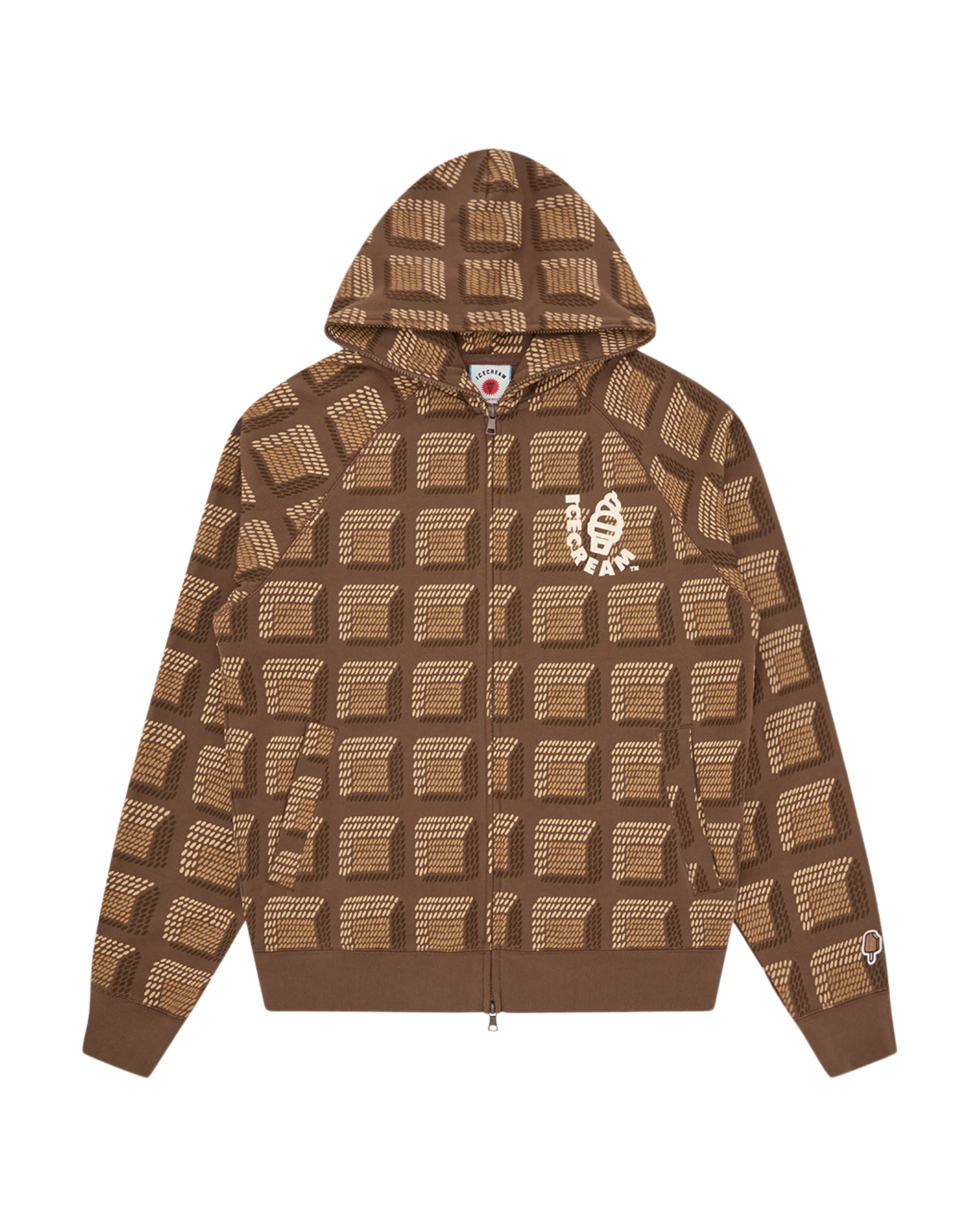 CHOCOLATE WAFFLE ZIP THROUGH HOOD - 1