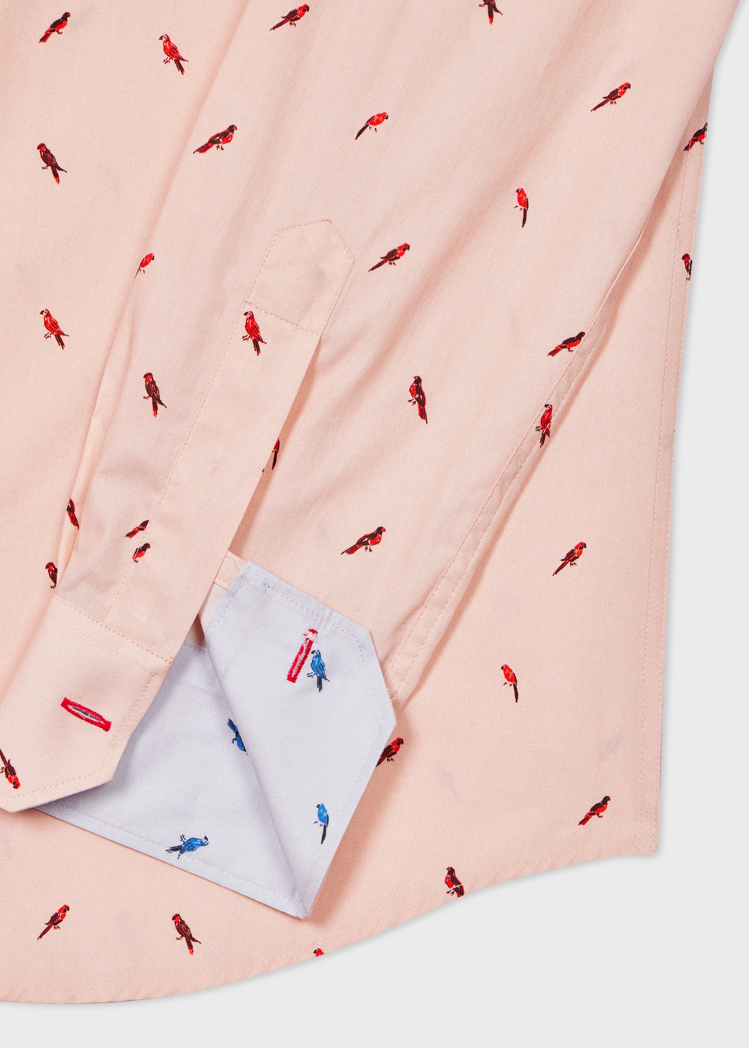 Tailored-Fit Light Pink 'Bird' Print Shirt - 2
