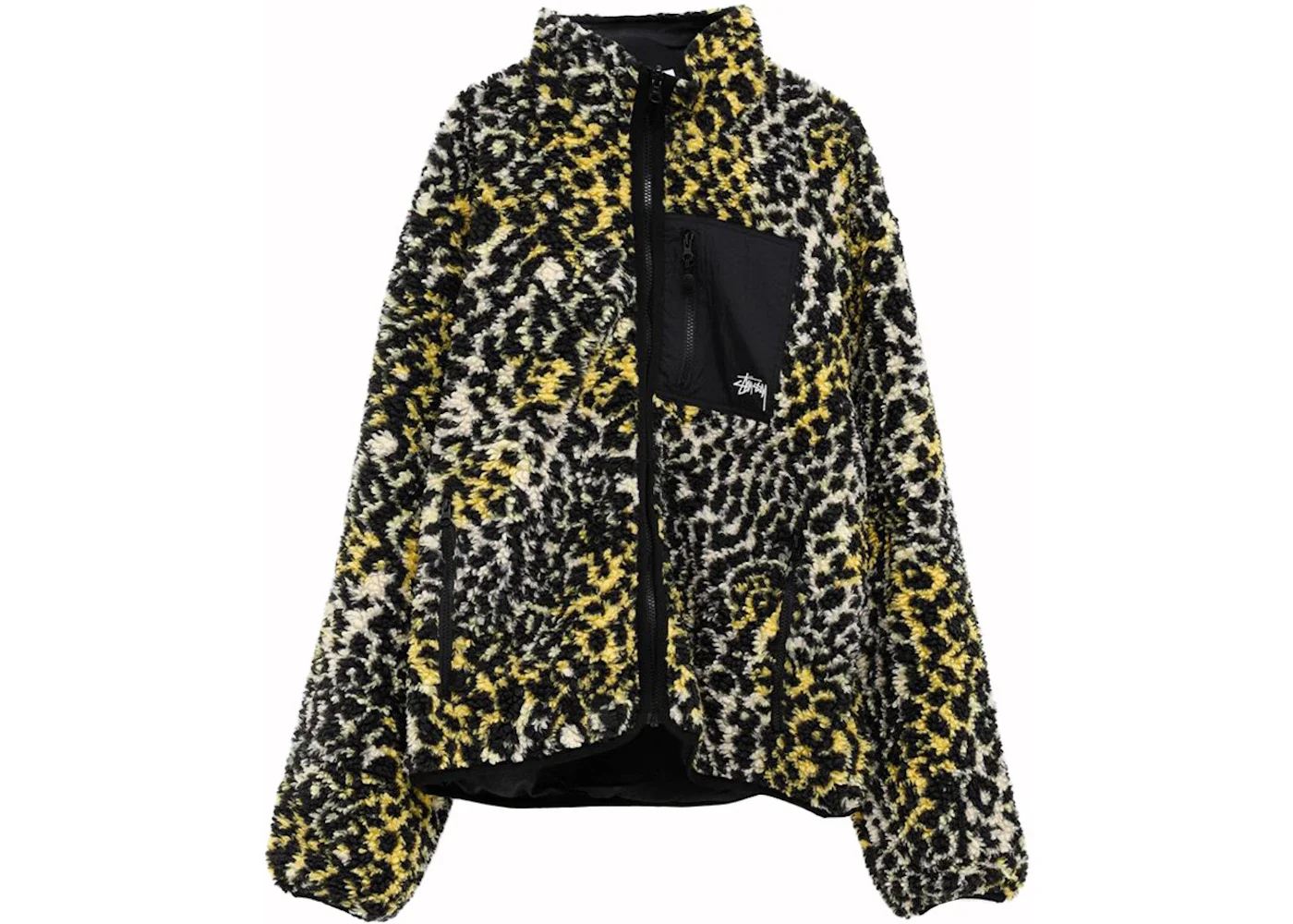 Stussy Sherpa Reversible Jacket Yellow Leopard - 1