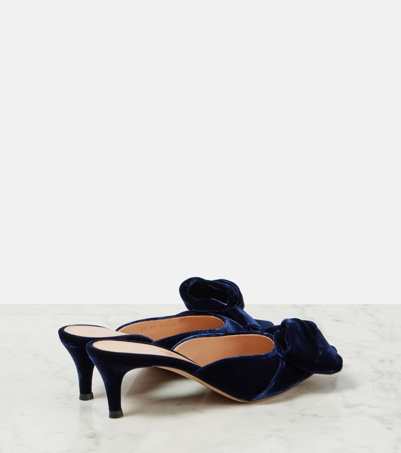 Gianvito Rossi 55 bow-detail velvet mules outlook