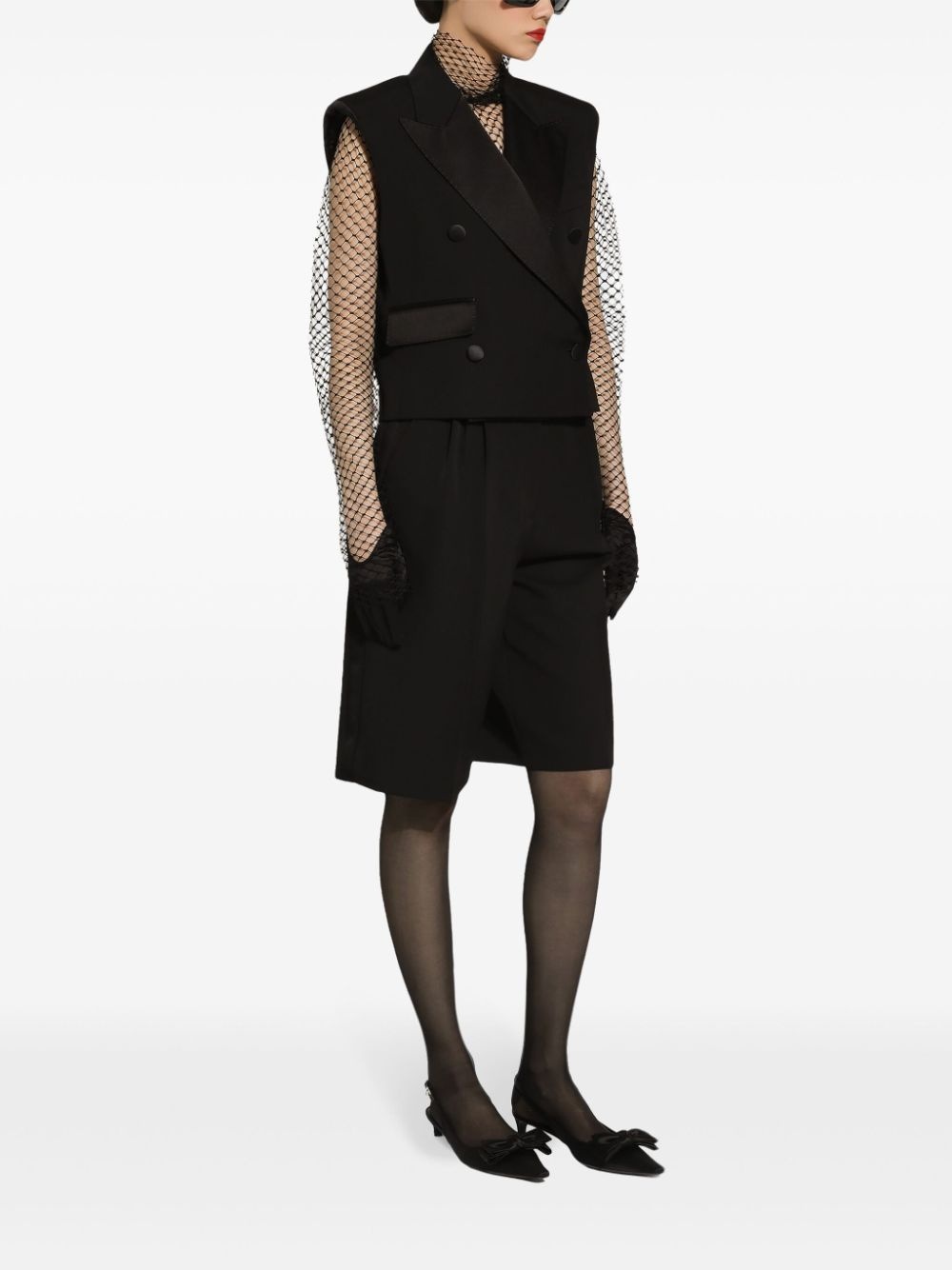 double-breasted gabardine gilet - 3
