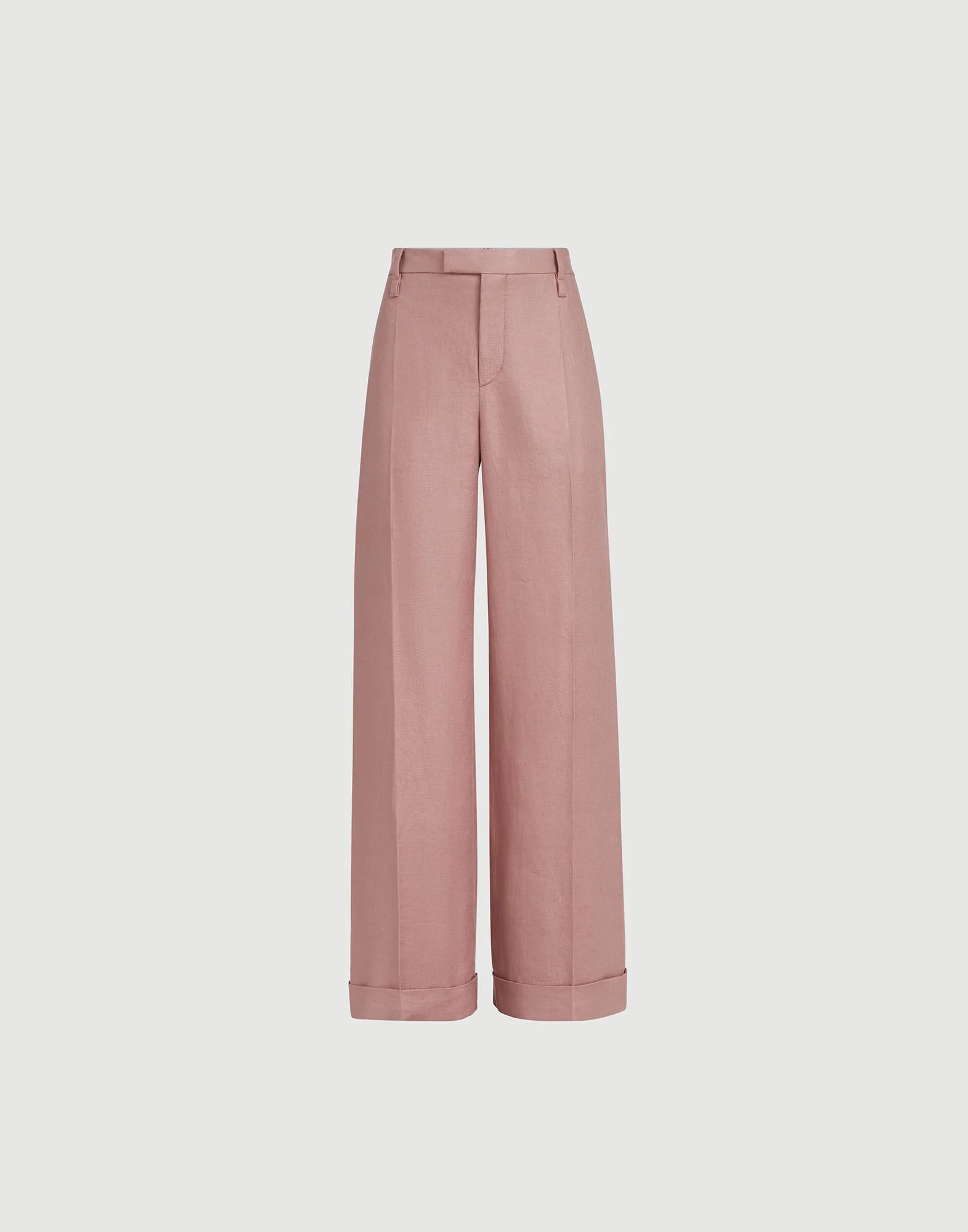 Linen diagonal loose flared trousers with monili - 1