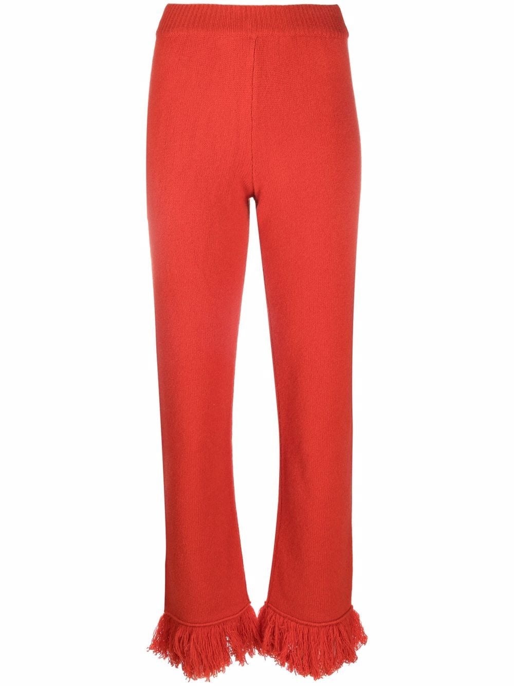 fringed wool straight-leg trousers - 1