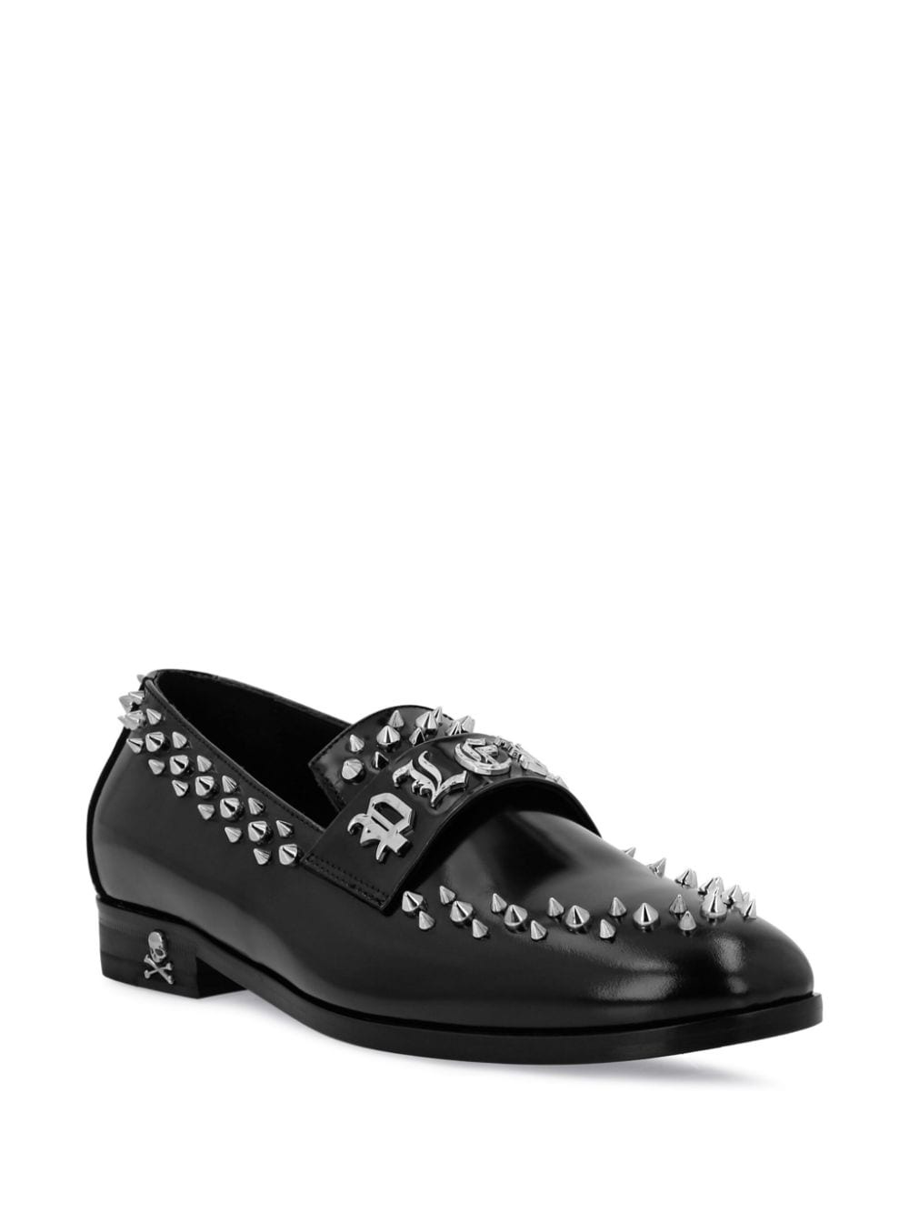 stud-embellished leather loafers - 2