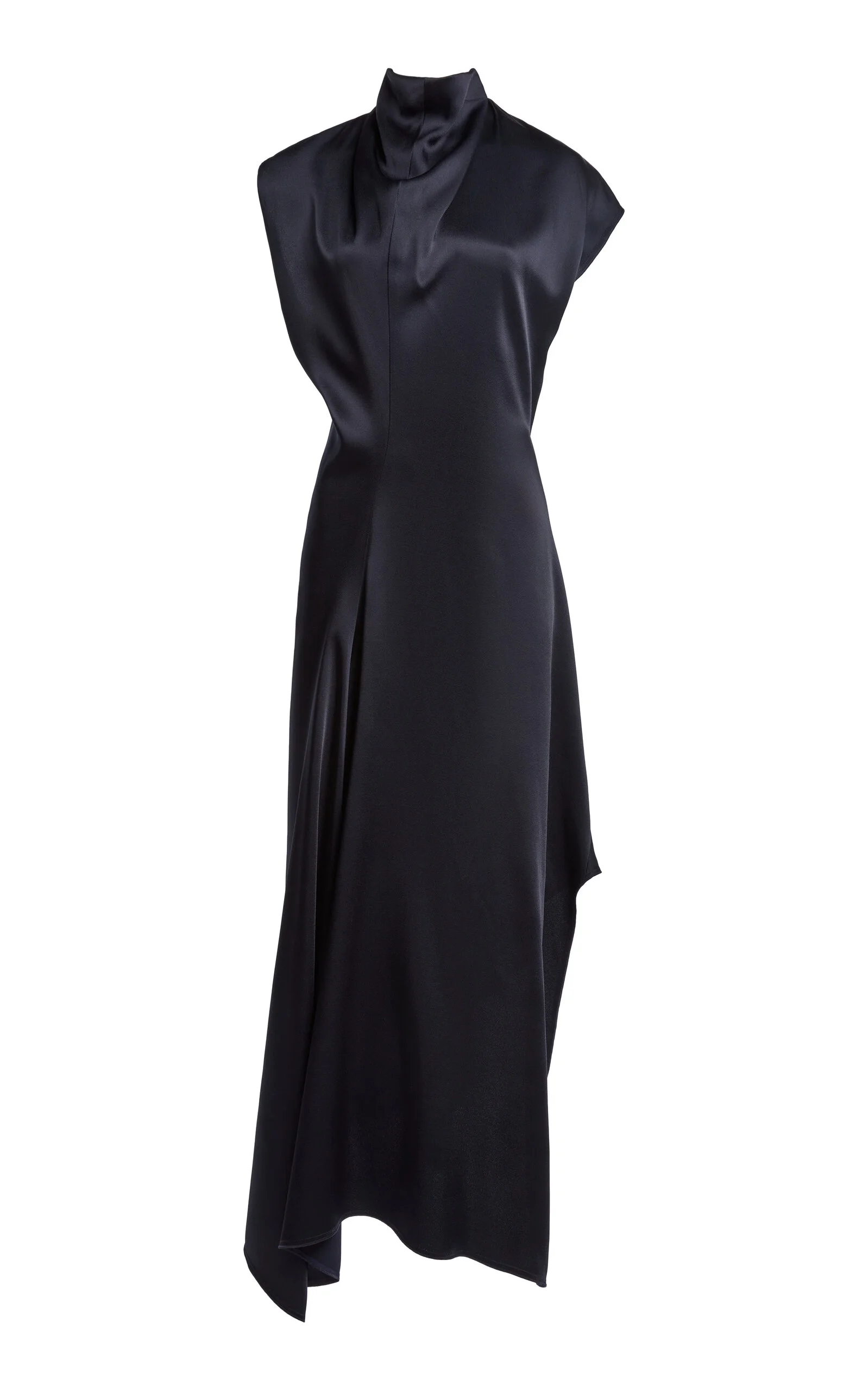 High Neck Draped Midi Dress navy - 1