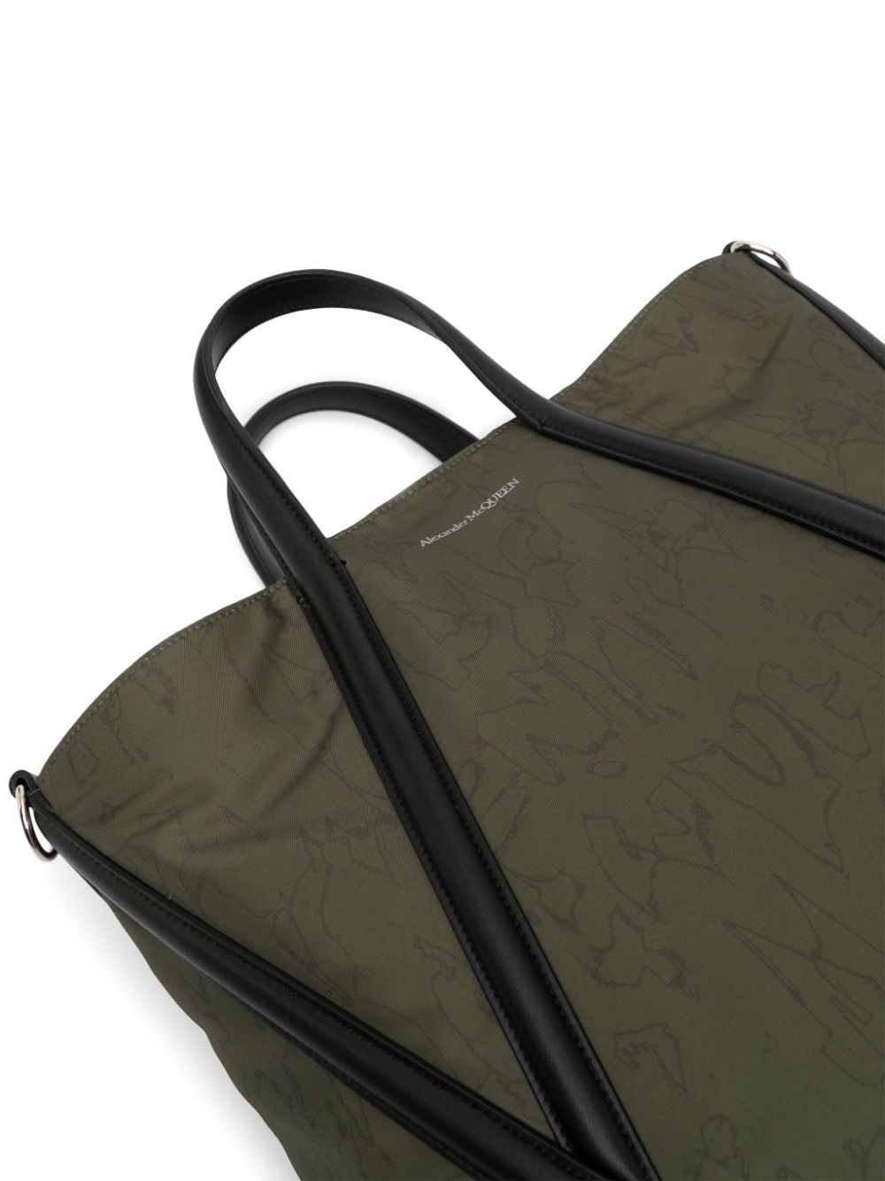 panelled-leather gabardine bag - 4