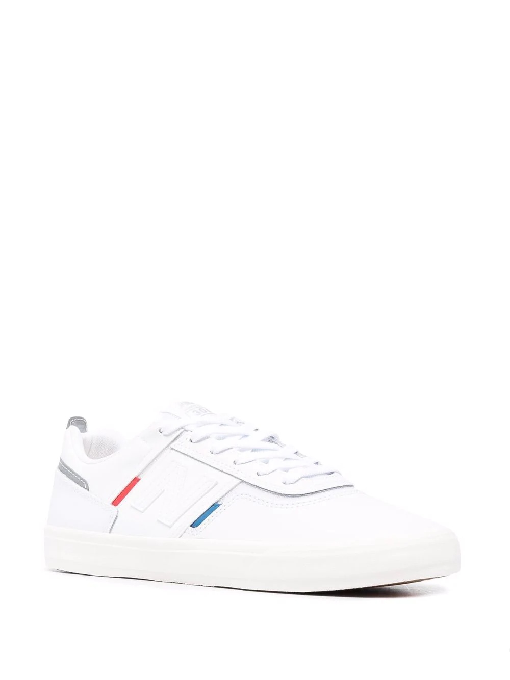 logo-patch panelled leather sneakers - 2