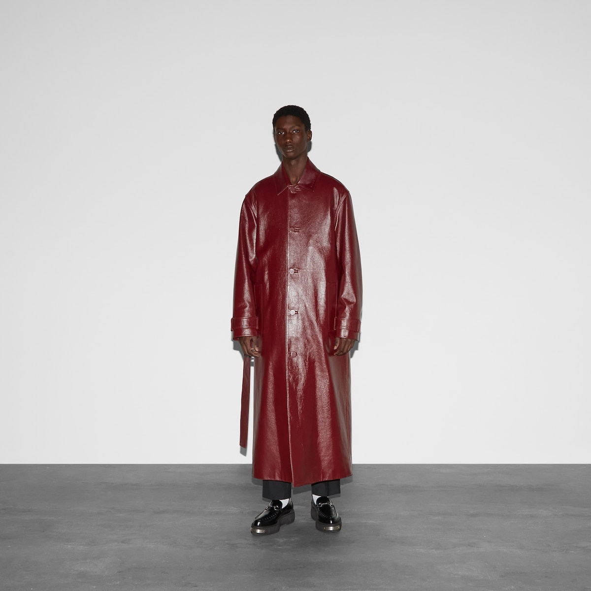 Shiny leather trench coat - 3
