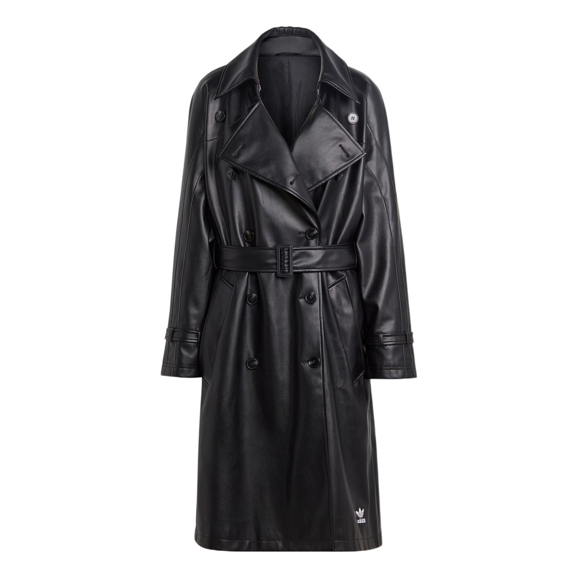 (WMNS) adidas Adicolor Trefoil Faux Leather Trench Coat 'Black' II6083 - 1