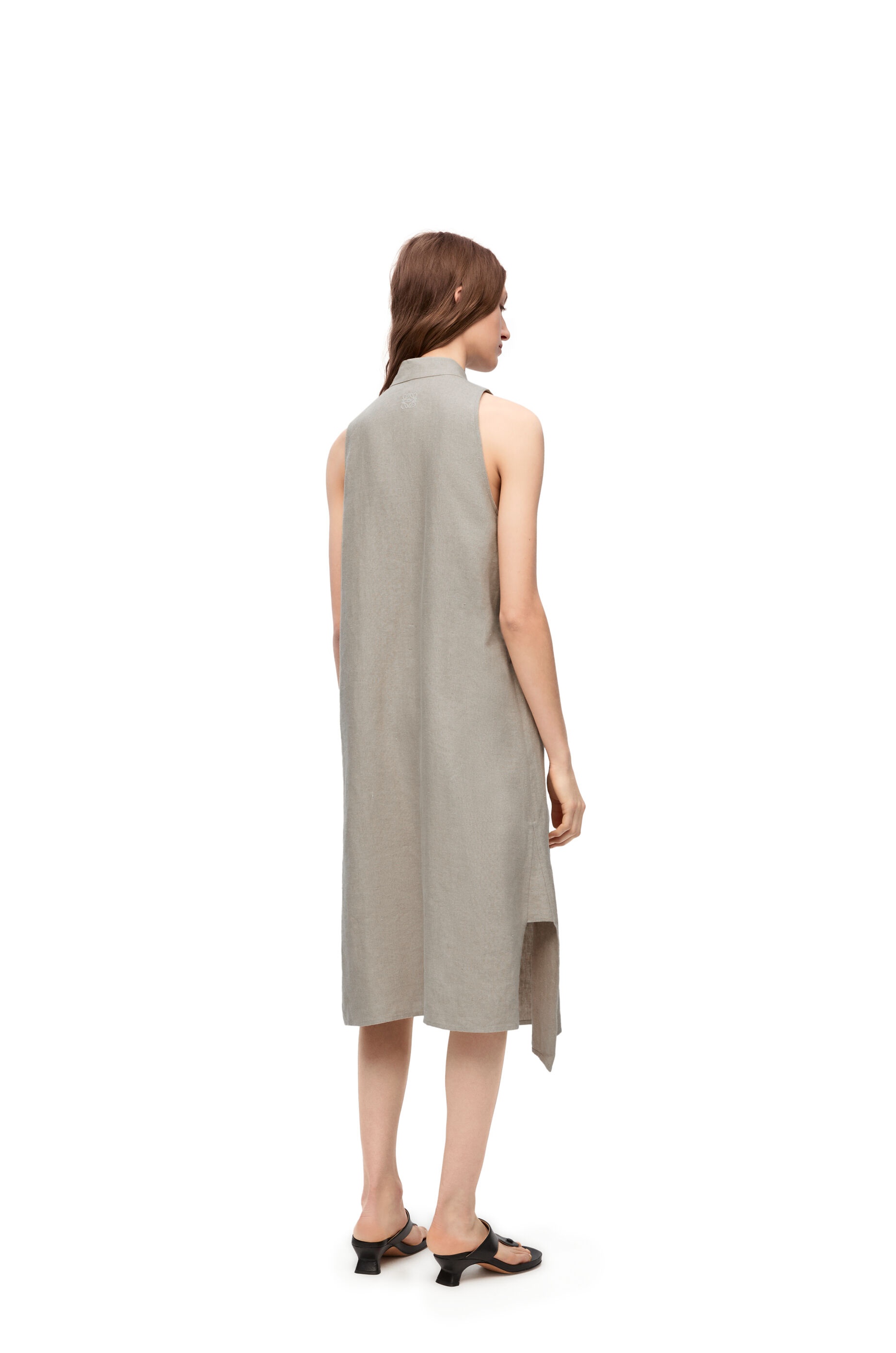Asymmetric shirt dress in linen - 3