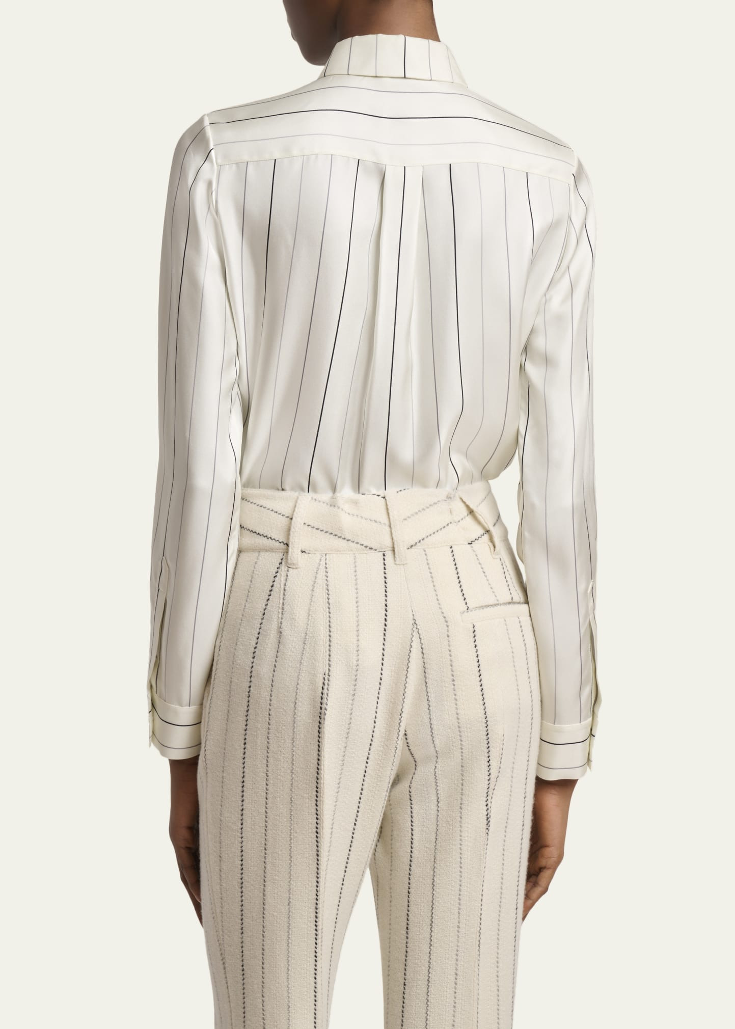 Henri Pinstripe Silk Button-Down Blouse - 3
