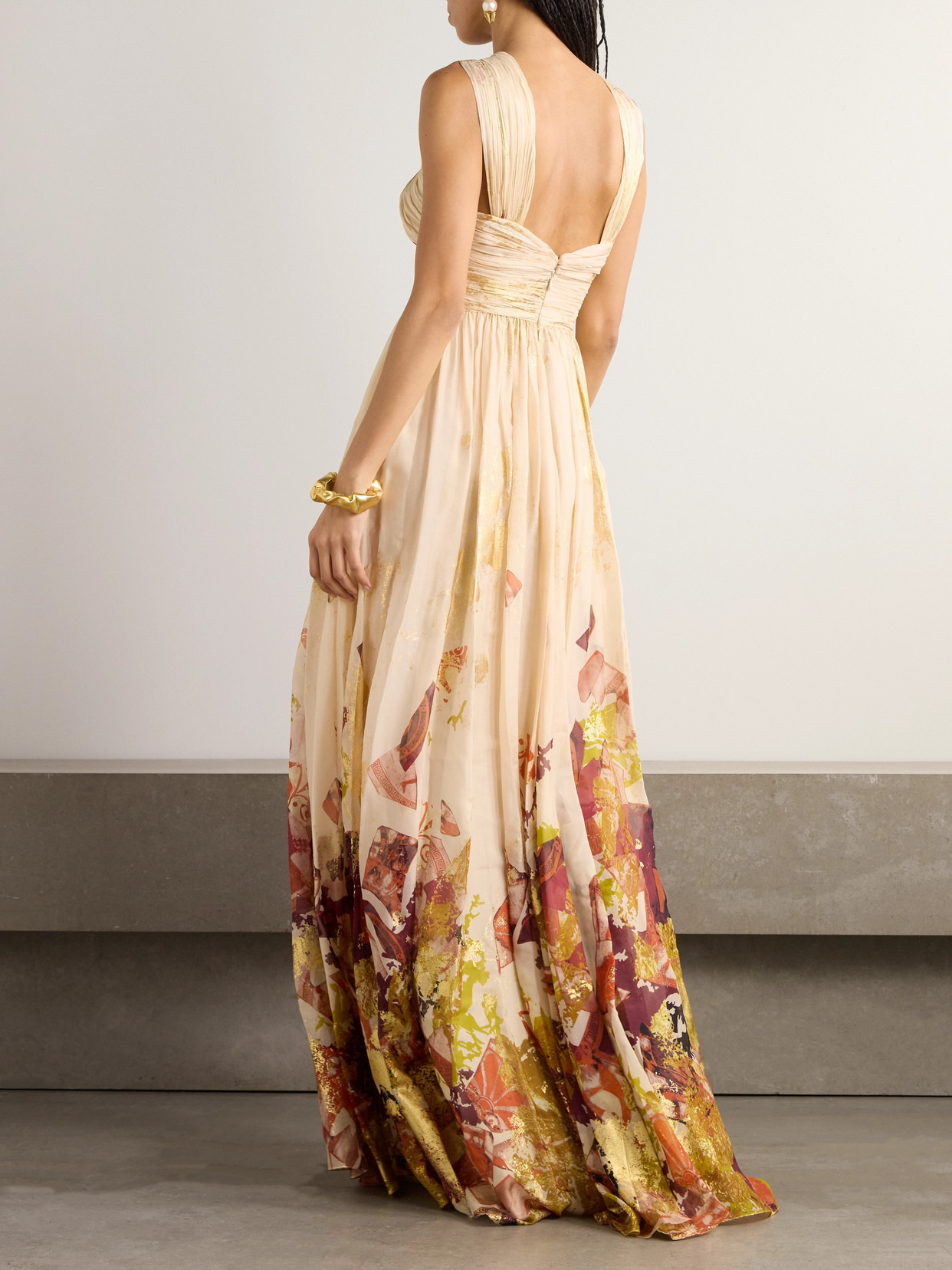 Antique Shard Metallic Printed Silk-chiffon Gown - 3