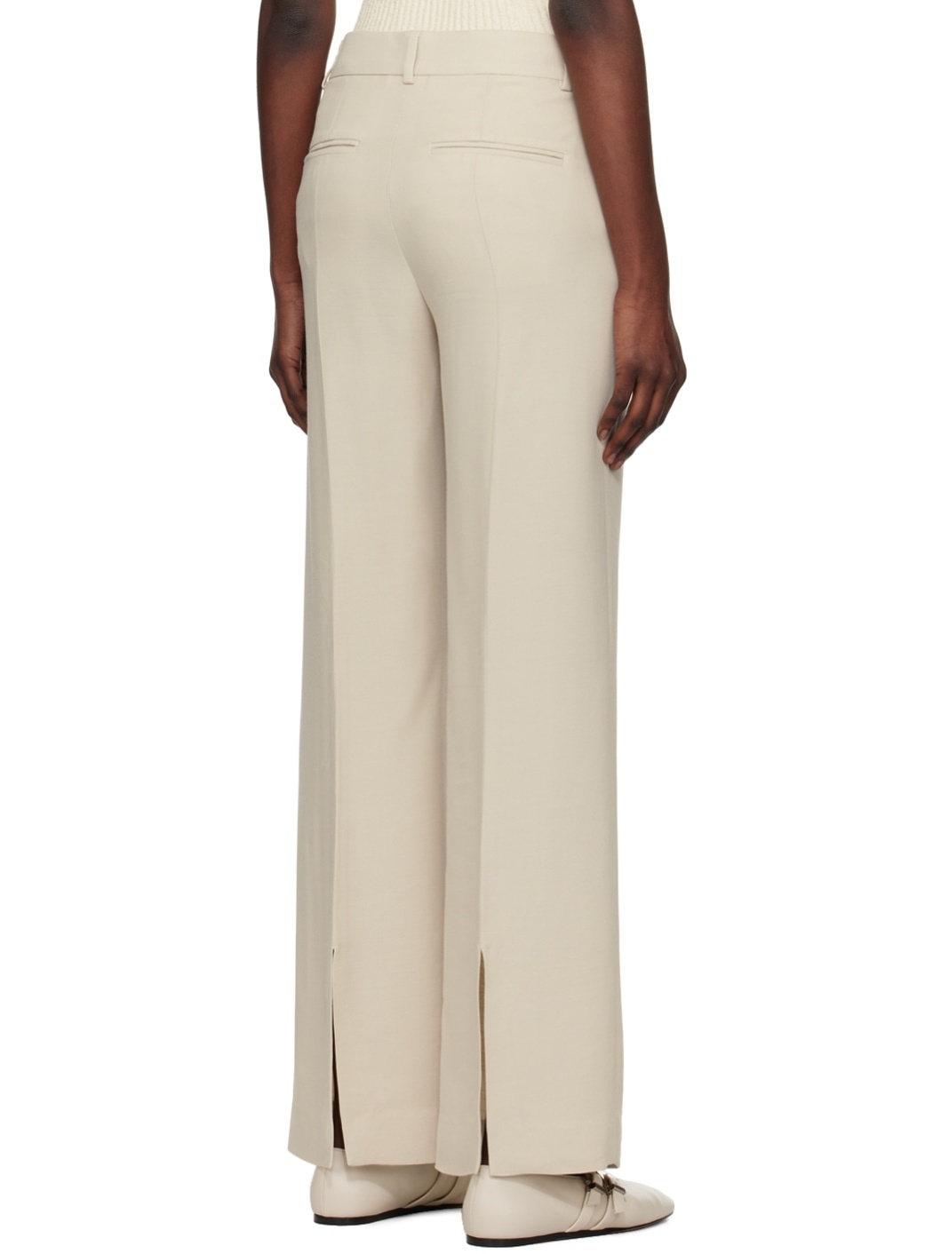 Beige Straight-Leg Trousers - 3