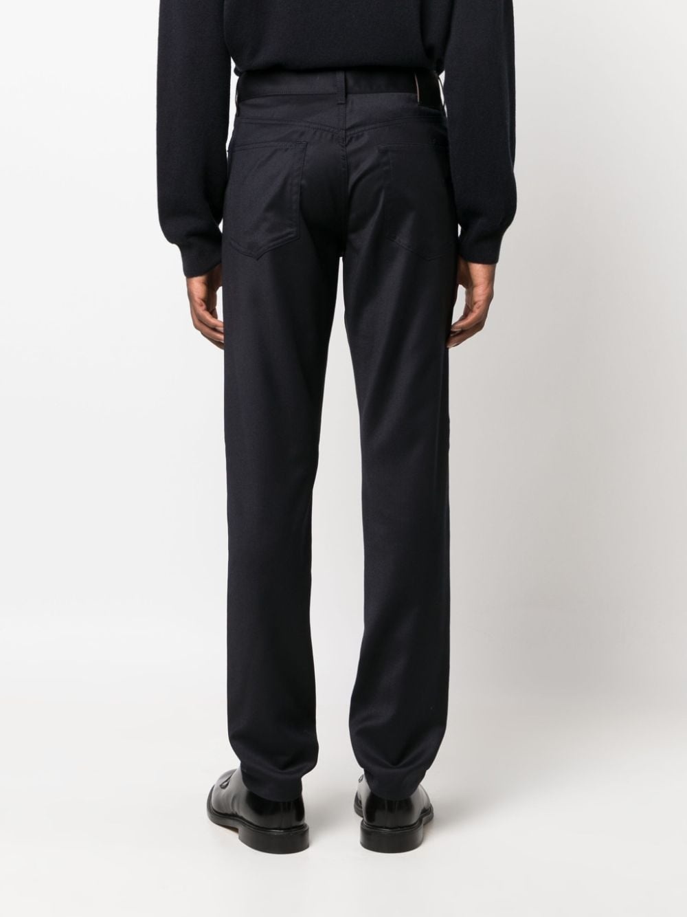 logo-patch wool slim-fit trousers - 4