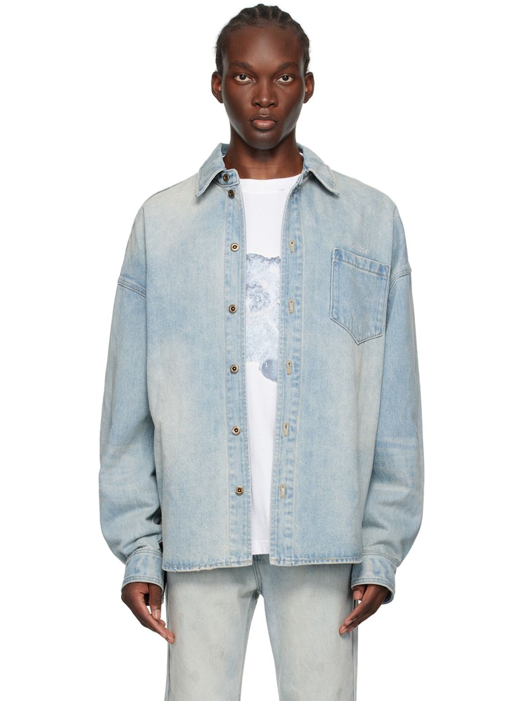 Blue Washed Denim Shirt - 1
