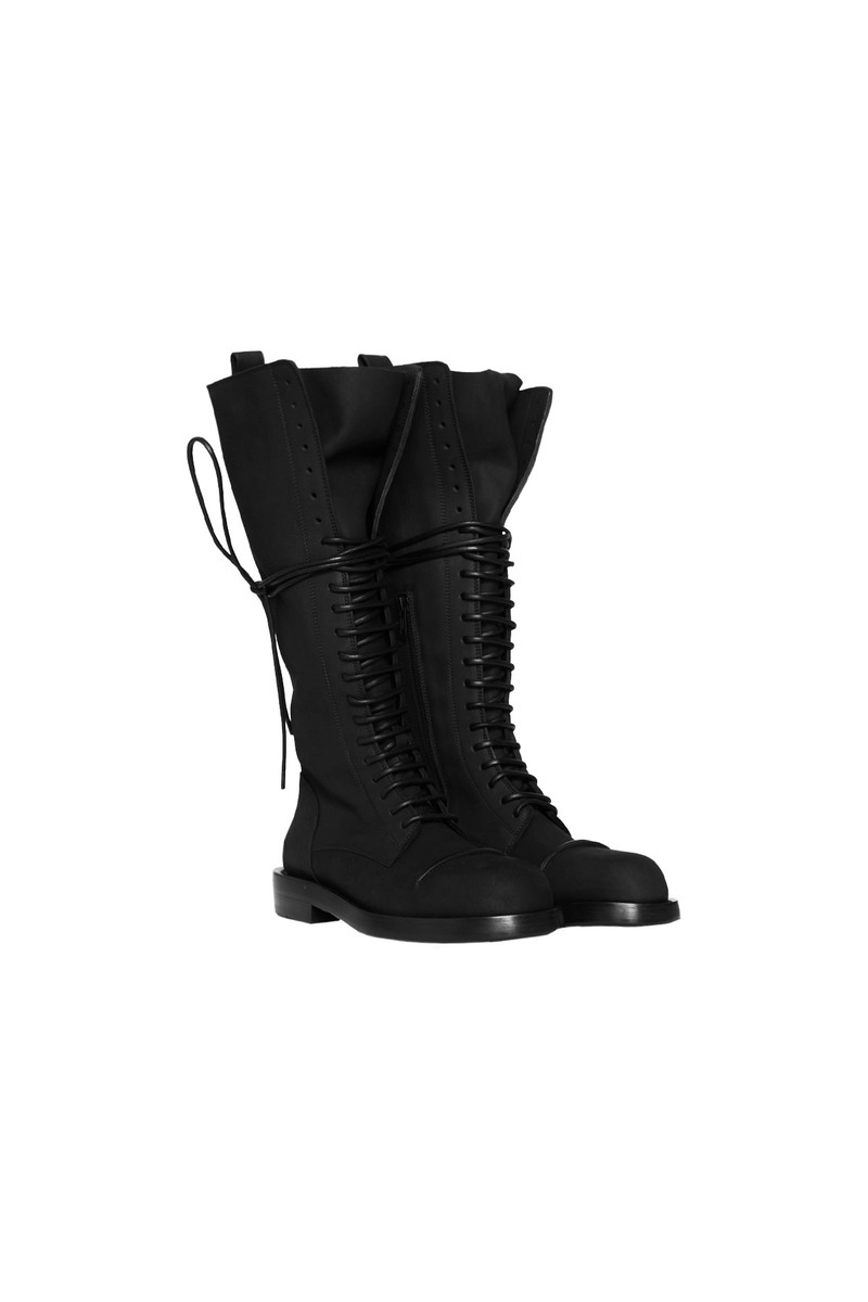 Ann Demeulemeester Ann Demeulemeester Heini Pintuck Combat Boots - Womens Black outlook