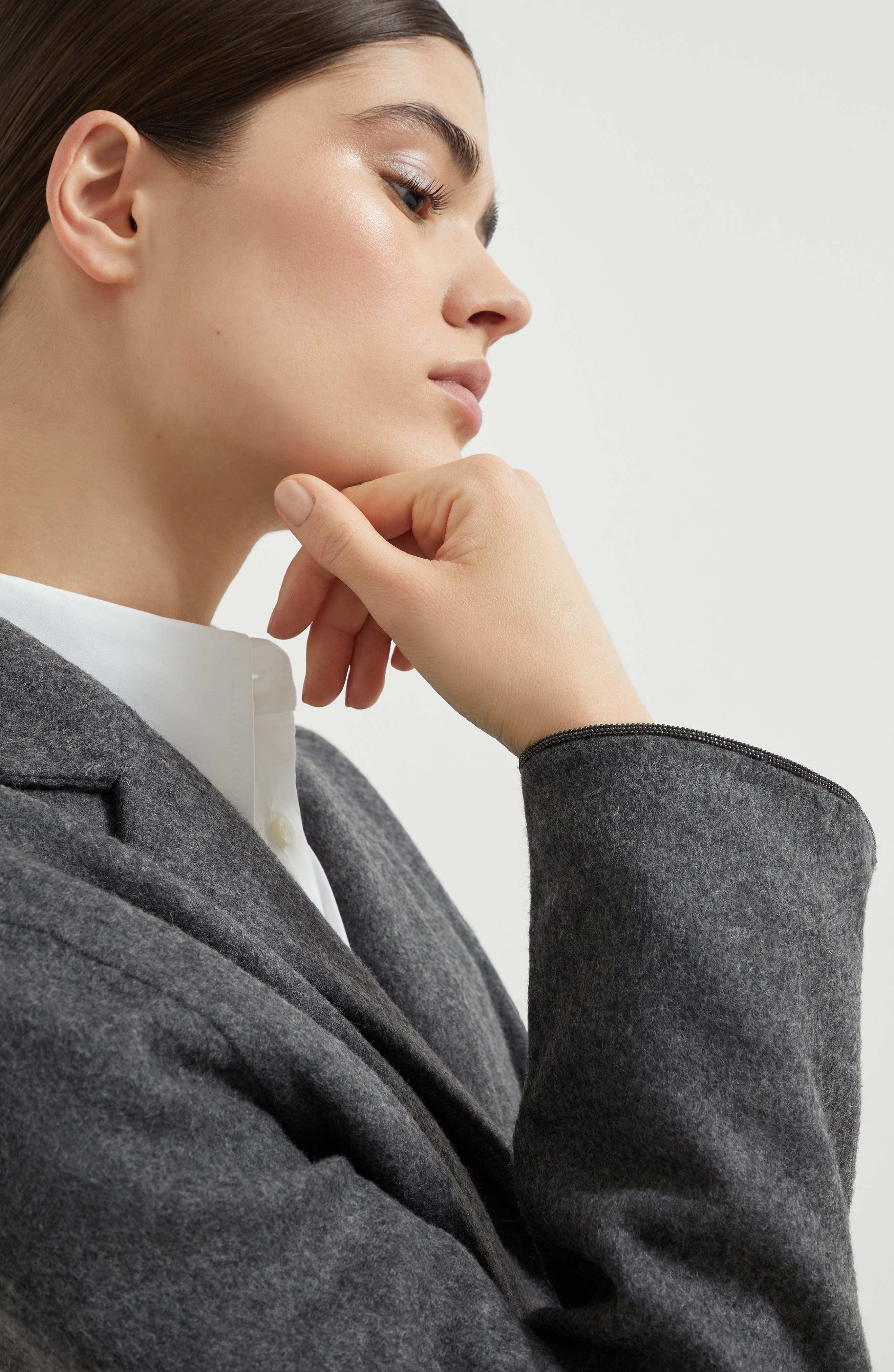 Brunello Cucinelli Hand-crafted cropped blazer in Lead at Nordstrom - 4