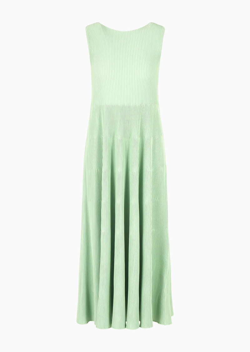 Dress with flared hem and wide-spaced rib flounce 1