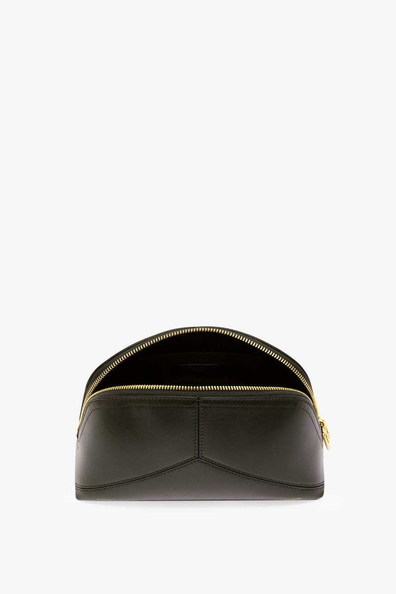 Victoria Large Travel Pouch In Dark Olive Smooth Leather 3