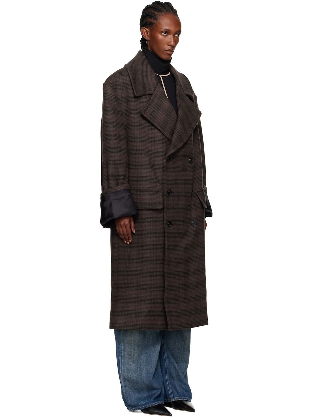 Brown & Black Checked Coat - 2
