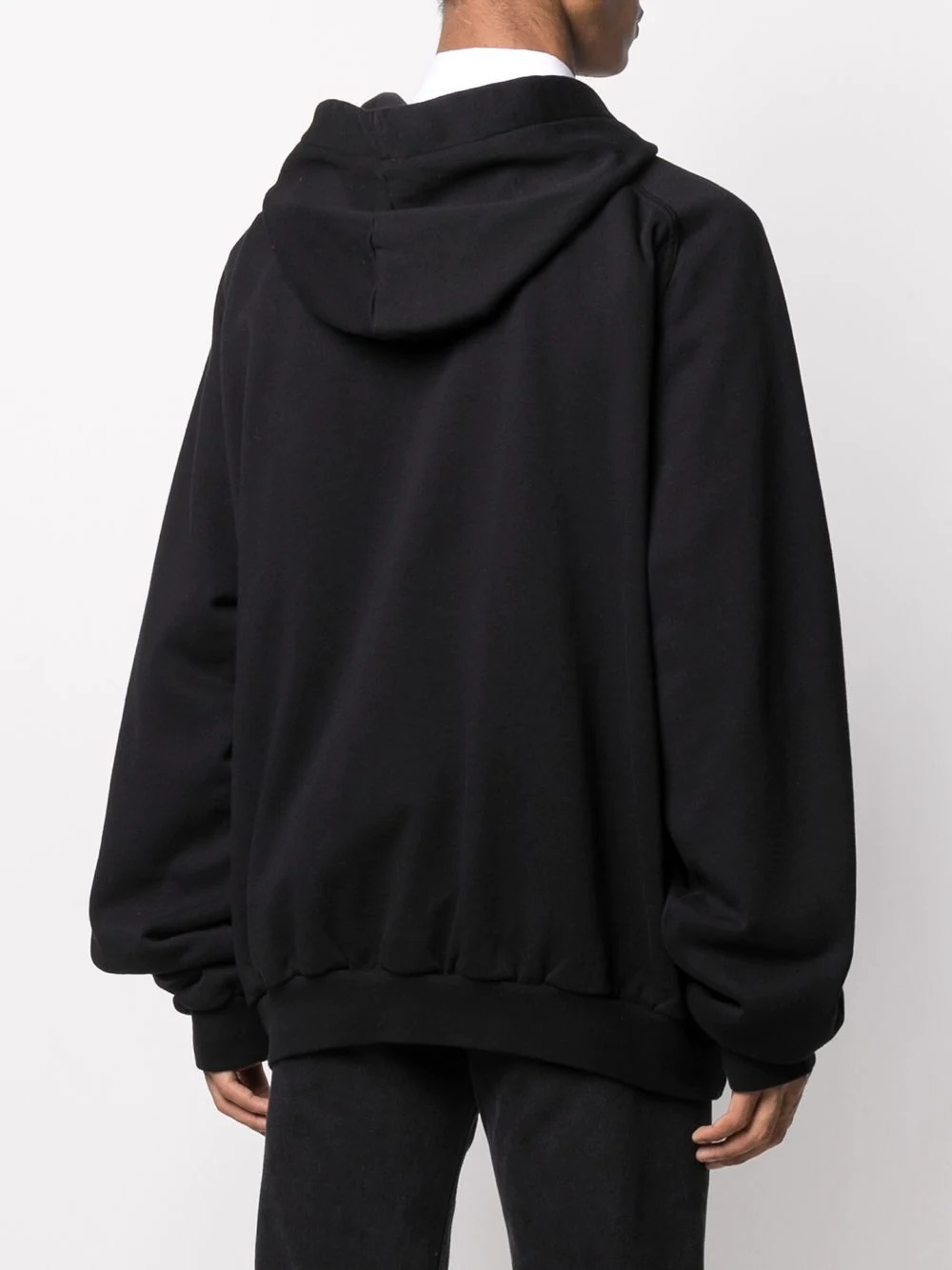 rear-print velvet hoodie - 4