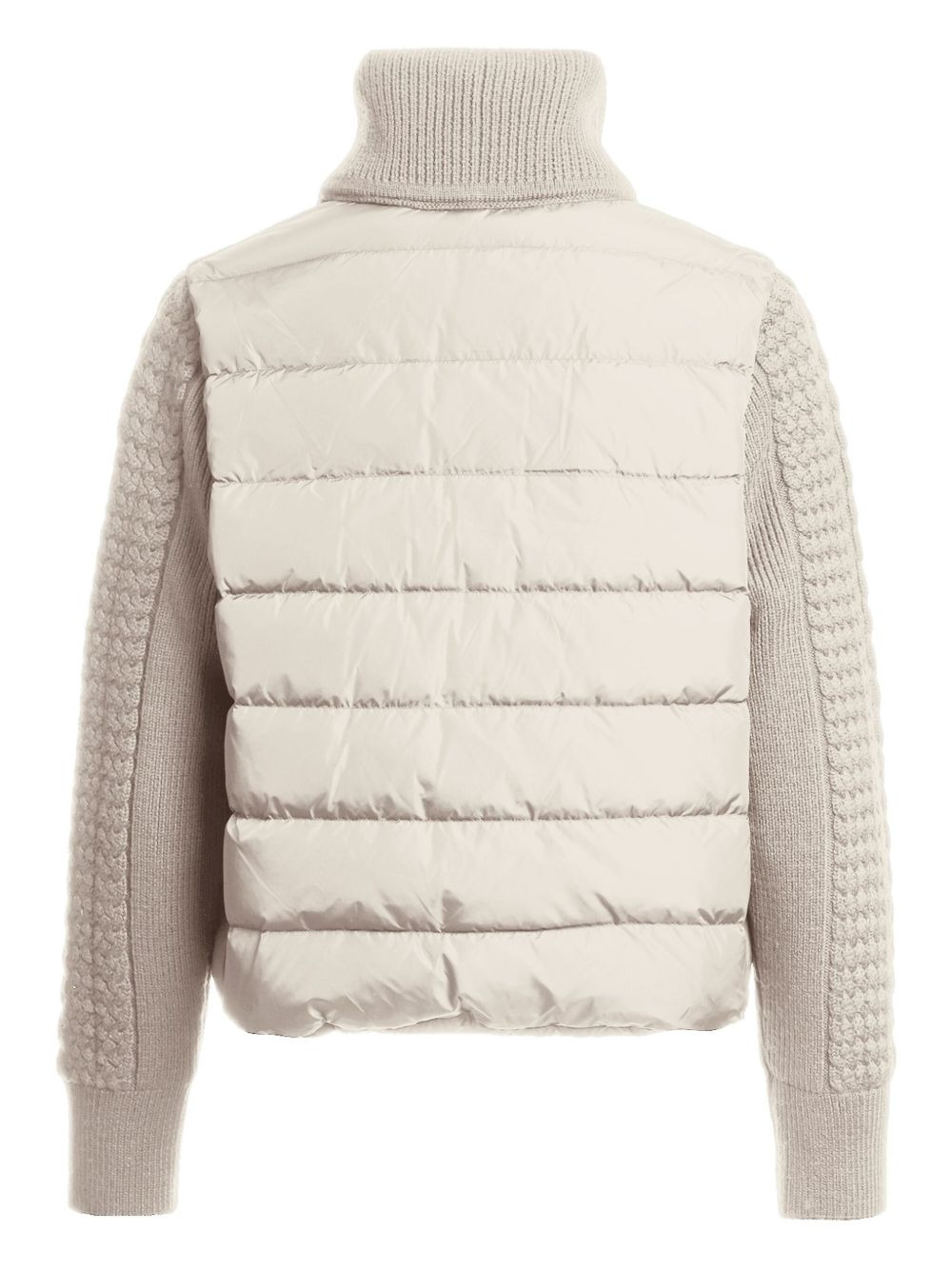 quilted knitted-sleeve jacket - 2