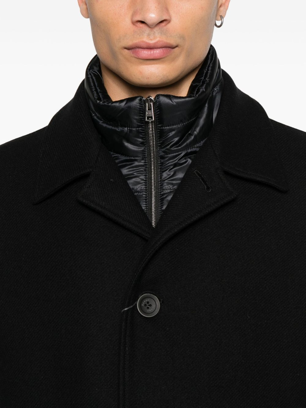 button-fastening wool-blend coat - 5