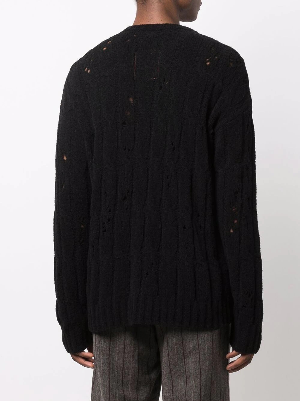 distressed open-knit jumper - 4