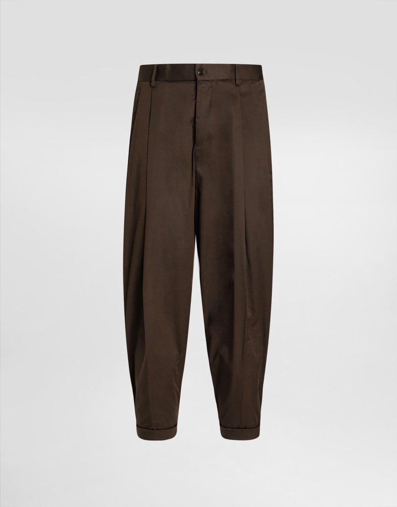 Cotton gabardine pants with double darts - 1
