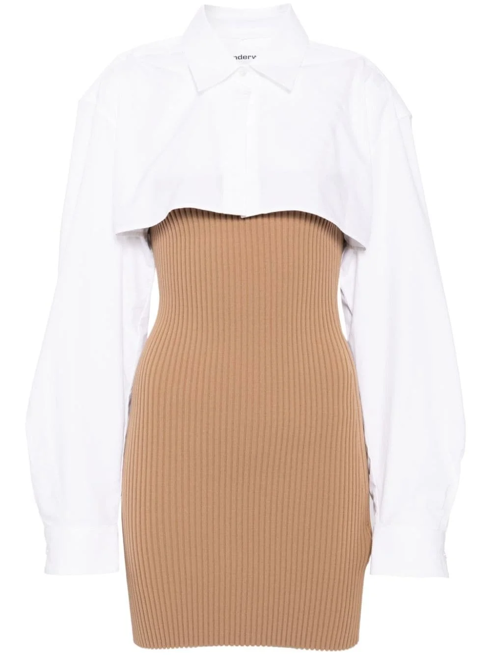 ribbed-knit layered dress - 1