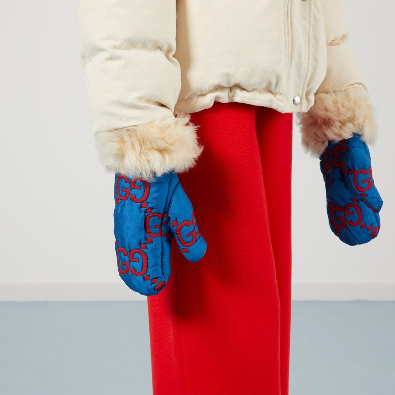 Quilted GG nylon mittens 3