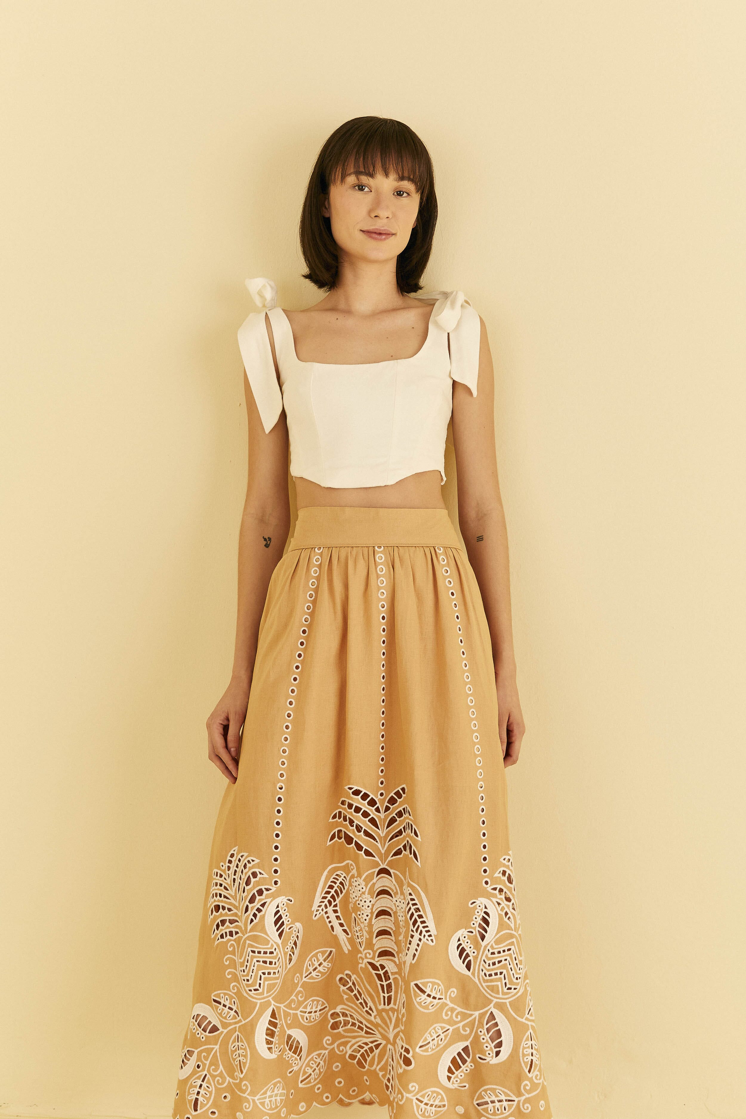 Sand Richelieu Midi Skirt - 3