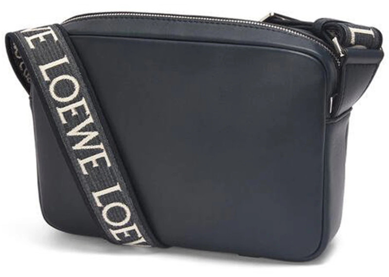 Loewe LOEWE Military Messenger Bag in Soft Grained Calfskin and Jacquard XS Deep Navy outlook