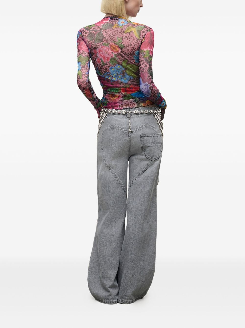 crystal-embellished jeans - 3