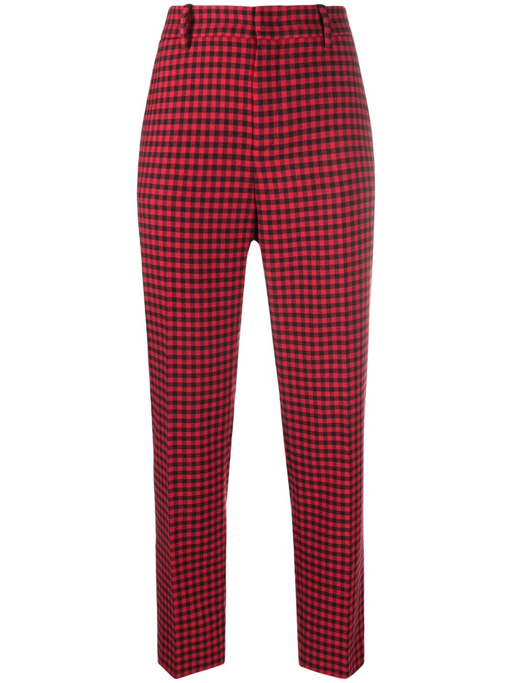 check-pattern cropped trousers - 1