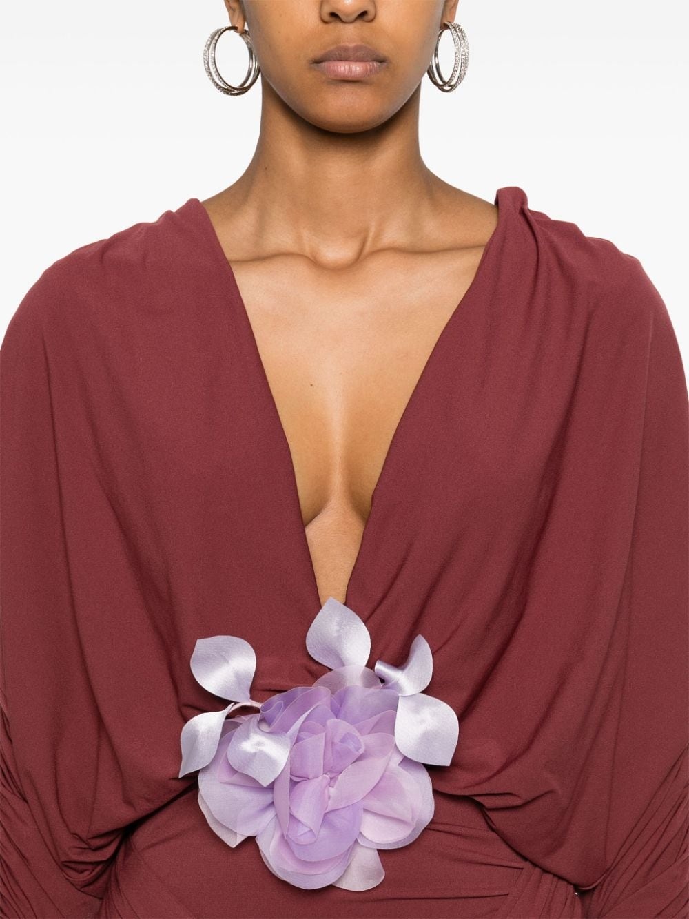 draped V-neck mini dress - 5
