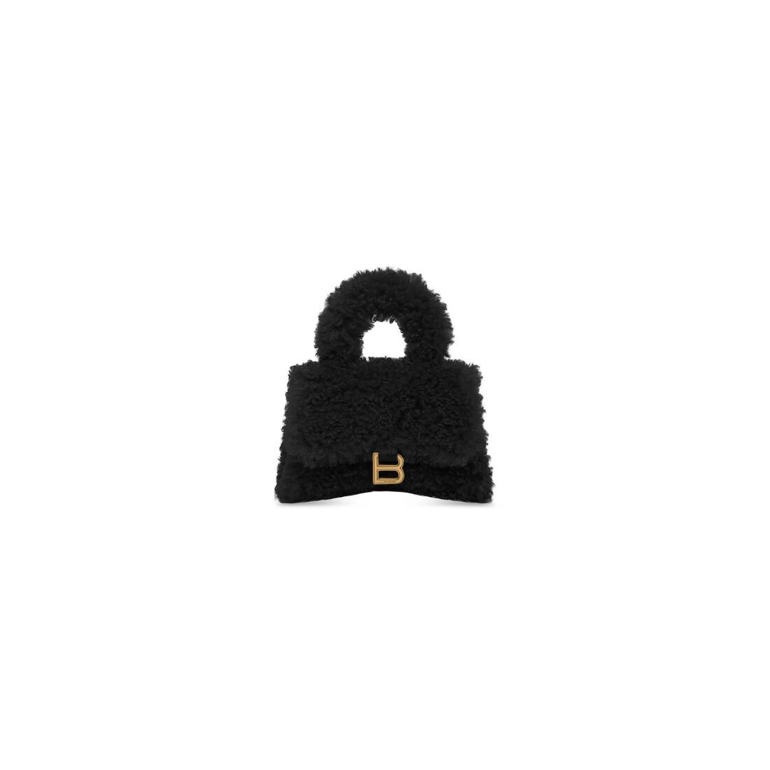 BALENCIAGA furry hourglass xs handbag with strap | REVERSIBLE