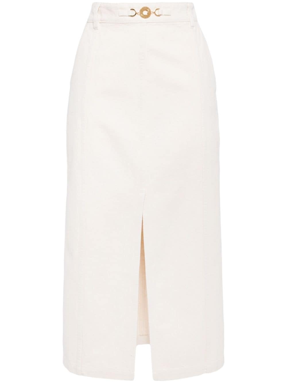 slit-detail denim midi skirt - 1